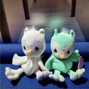 Plush Owl Toy Set - White and Mint tender tales precious moments